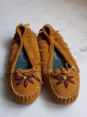 American Eagle Outfitters Mustard Suede Moccasin Slip-Ons